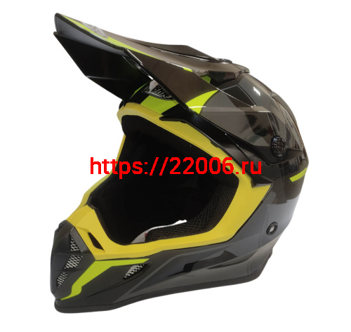 Шлем кроссовый COBRA EC V332, серый титан, синий и желтый, размер M