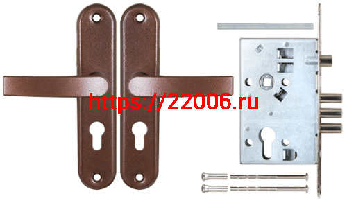 Корпус Sam (Сам) врезного замка с защёлкой в комплекте с ручкой ЗВ4-31/55 (медный антик) /78930/ фото 4