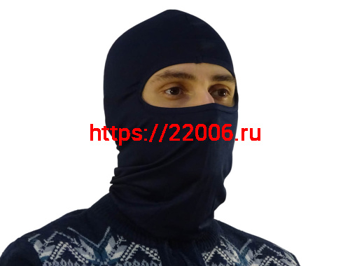 Подшлемник-балаклава (открыта только область для глаз, синего цвета) простой