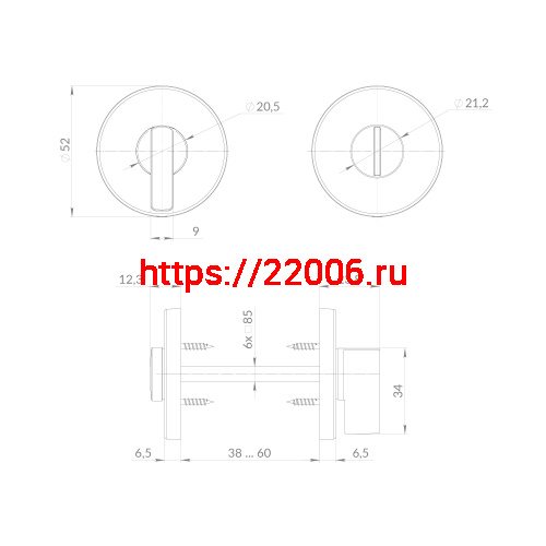 Ручка Punto (Пунто) поворотная BK6.R.EST.R52.JOY SN-3 матовый никель фото 3