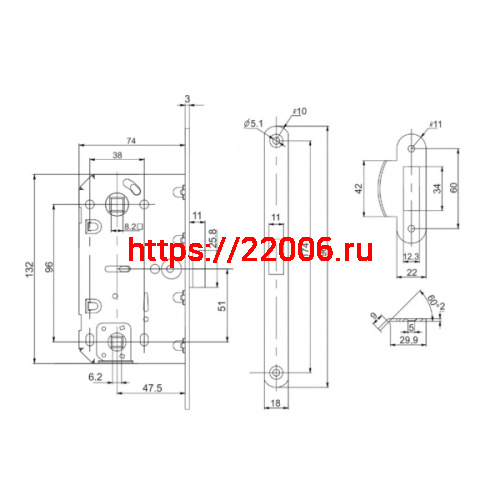 Защелка Punto (Пунто) врезная PL96WC-50/BL WH (белый) фото 3