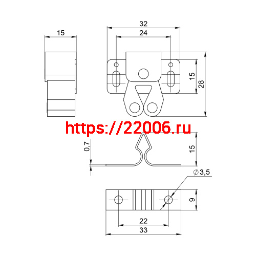 Защелка Ajax (Аякс) роликовая металлическая ZLR32х26 AB брона фото 2