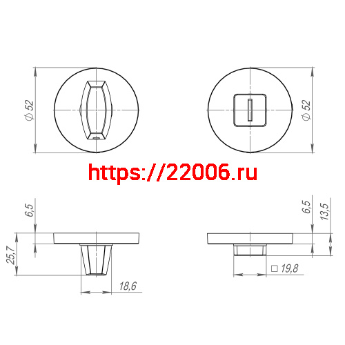 Ручка Fuaro (Фуаро) поворотная BK6.R.SLR52 (BK6 SLR) SSC-16 сатинированный хром фото 3