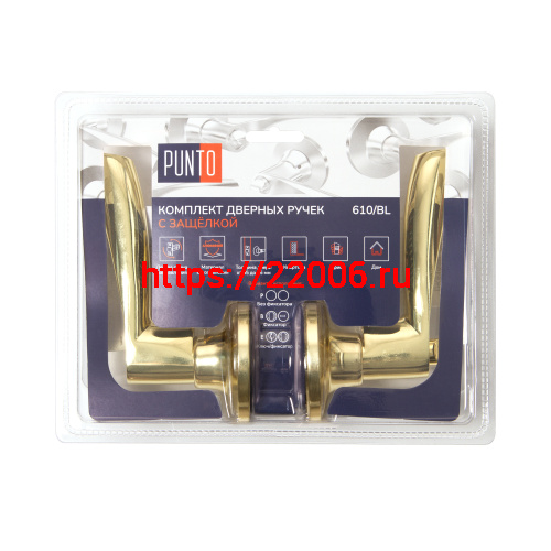 Ручка Punto (Пунто) защелка DK610/BL PB-BK (фик.) золото