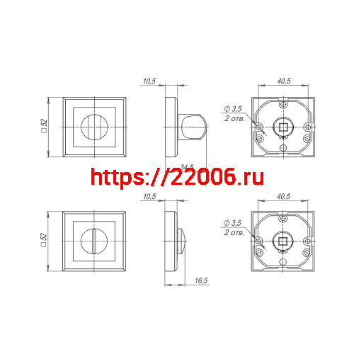Ручка Punto (Пунто) поворотная BK6.K.QL52 (BK6 QL) BL-24 черный фото 3