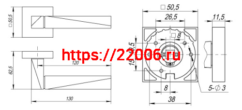 Ручка Fuaro (Фуаро) раздельная K.DM51.DIAMOND (DIAMOND DM) CF-17 кофе фото 2