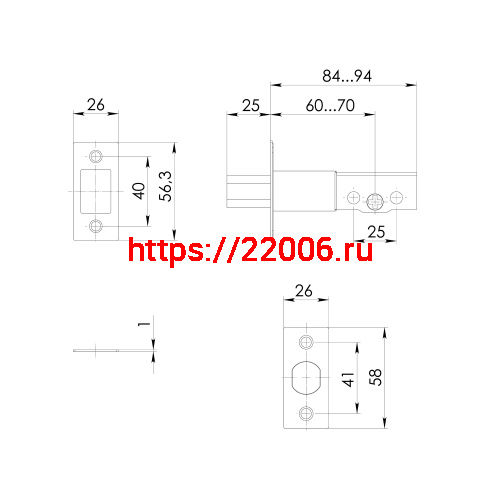 Замок Ajax (Аякс) врезной DK.002 BK BL черный фото 4