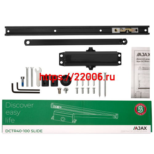 Доводчик Ajax (Аякс) дверной DCTR40-100 slide BL черный фото 3