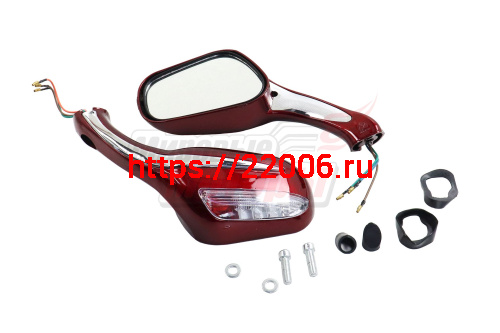 Зеркала (070) пласт.Каплевидные объемные красные, поворотник (круглый разъем под скутер) Зеркала (070) пласт.Каплевидные объемные красные, поворотник (круглый разъем под скутер)