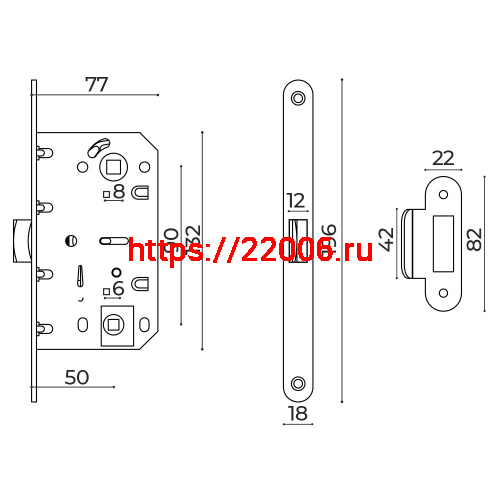 Защелка Ajax (Аякс) врезная METLM90-50 CP хром фото 2