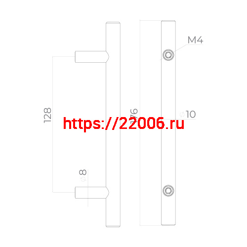 Ручка-скоба Ajax (Аякс) мебельная MB-H-003-128 мм CP хром фото 2