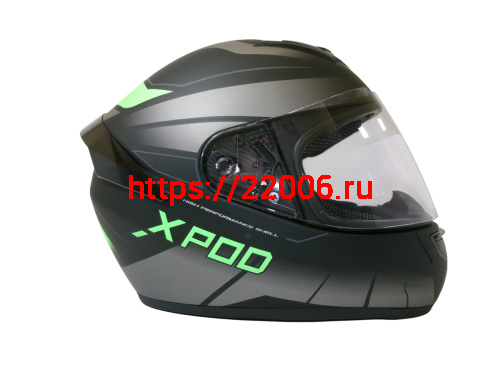Шлем TVS RACING (Индия) XPOD DULL BLACK NEON GREEN размер L фото 4