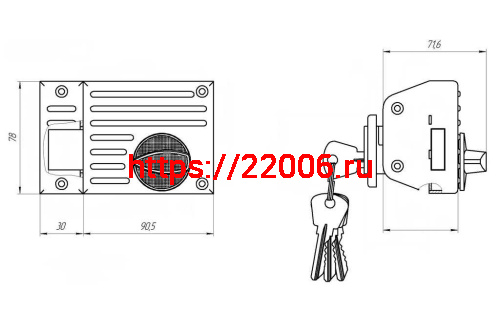 Замок Zenit (Зенит) накладной ЗН1-2.1 (черный) фото 2
