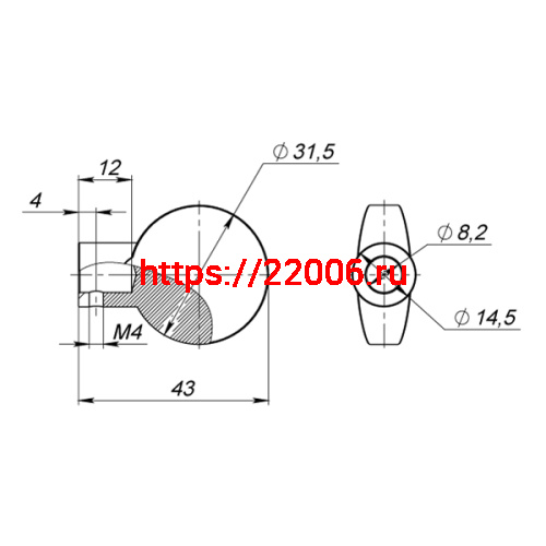Вертушка Fuaro (Фуаро) на шток цилиндра T.Knob-D-PRO (CB-D-PRO) BL-24 черный (B2B) фото 2