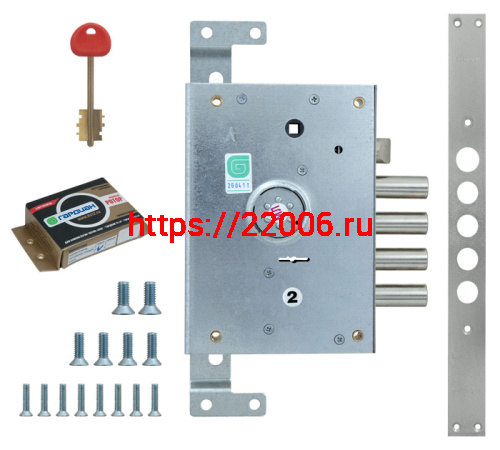 Замок Guardian (Гардиан) врезной сувальдный с защёлкой ЗВ 21.14 Т (прав.) со смен.мех-ом, (без накл), 5+1 кл /123:212/ фото 2