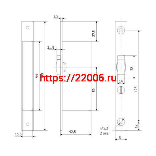 Защелка Guardian (Гардиан) узкопрофильная PROFI 25.1P.24 /128:0296/ фото 2