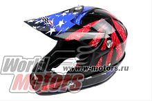 Шлем SAFEBET HF-115 чёрно-сине-красный Q183 "S,M,L,XL,XXL" (кроссовый)