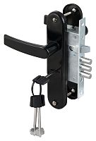 Замок Sam (Сам) врезной сувальдный с защёлкой в комплекте с ручкой ЗВ9-6/13 (черный глянец), 3 кл. /77305/