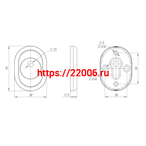 Накладка Fuaro (Фуаро) на шток цилиндра ESC.O/CRE/OV.14 (ESC-14-O) CP хром (2шт. в уп.,отгр. по 1 шт) фото 2