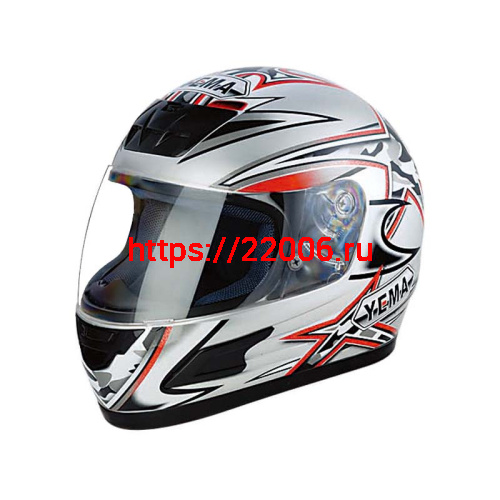 Мотошлем YM-802 серый (M) +доп.стекло синее