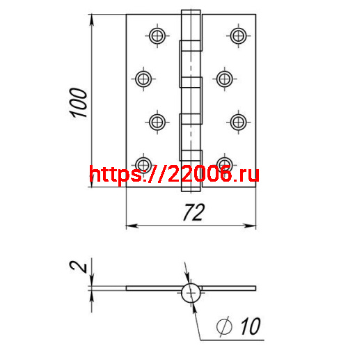 Петля Ajax (Аякс) универсальная IN4000U SSC (4B/P 100x70x2) сатин.хром фото 3