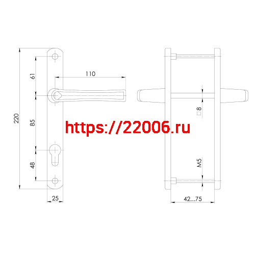 Ручка Punto (Пунто) на планке HANDLE.85.25.67-75 RAL 9006 серый фото 4