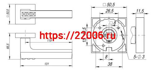 Ручка Fuaro (Фуаро) раздельная CRYSTAL FLASH DM/HD CP-8 хром фото 3