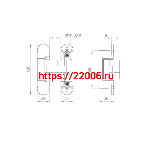 Петля Armadillo (Армадилло) скрытой установки U3D8000.VPG SC мат. хром TECH фото 6