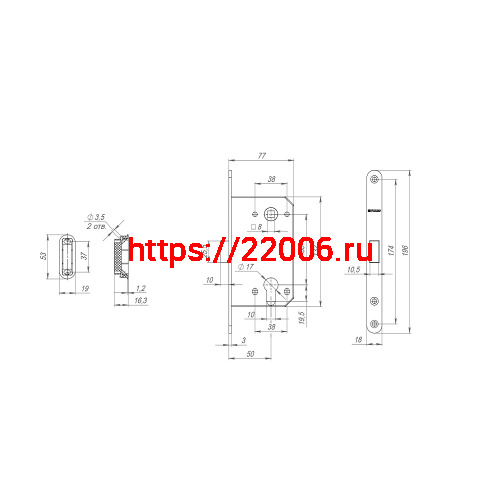 Корпус Fuaro (Фуаро) врезного замка MAGNM85C-50 (M85C-50) GR графит фото 3