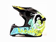 Мотошлем VIRTUE MD-902 Кросс черный с голубо-салатовым граффити (M)