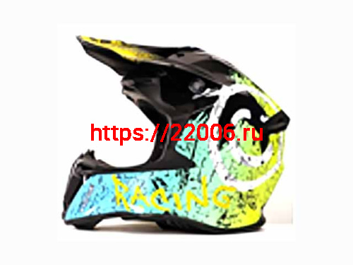 Мотошлем VIRTUE MD-902 Кросс черный с голубо-салатовым граффити (L)