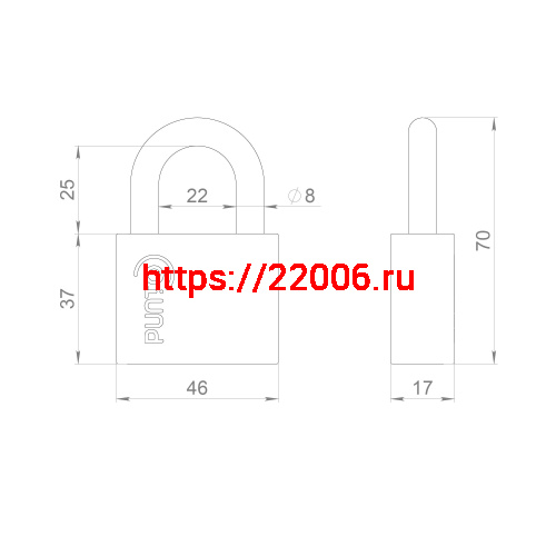 Замок Punto (Пунто) навесной PK-1550 SN-3 3 key диск.ключ фото 4