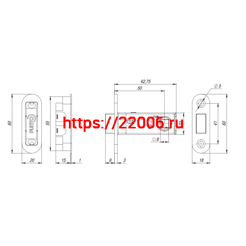 Защелка Punto (Пунто) врезная магнитная ML50-8 SSG-39 сатин.золото фото 2