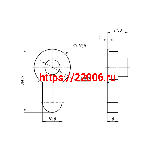 Вставка Fuaro (Фуаро) под шток цилиндра INSERT TANG SSC-16 сатинированный хром фото 3