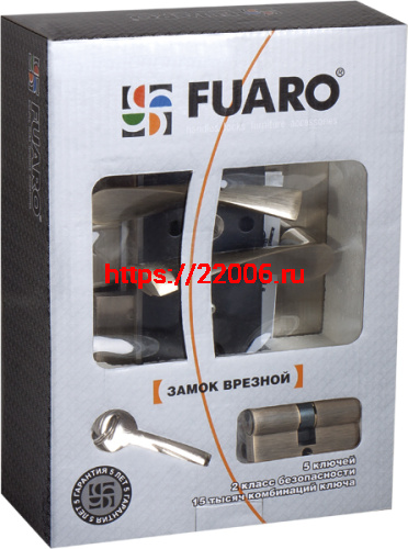Замок цилиндровый Fuaro (Фуаро) с в комплекте с ручкой LOCKSET.9011 (SET F9011) AB бронза фото 2