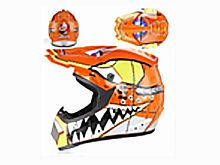 Мотошлем VIRTUE MD-905 Кросс оранжевый с черно-салатовым рисунком (M)
