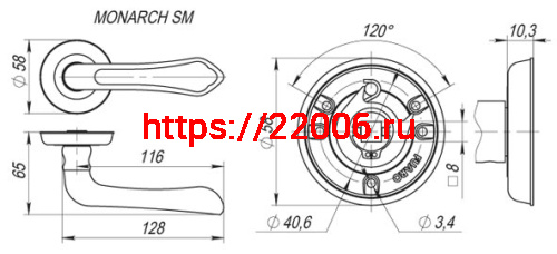Ручка Fuaro (Фуаро) раздельная R.SM58.MONARCH (MONARCH SM) AB-7 матовая бронза фото 2