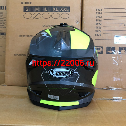 Шлем кроссовый COBRA JK801, №3 серый - лайм, размеры XL фото 3 Шлем кроссовый COBRA JK801, №3 серый - лайм, размеры XL фото 3