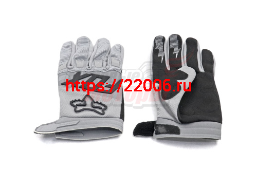 Перчатки мото FOX серые, XL (тыльн.часть-эластич. полиэстер,ладонь-микрофибра)