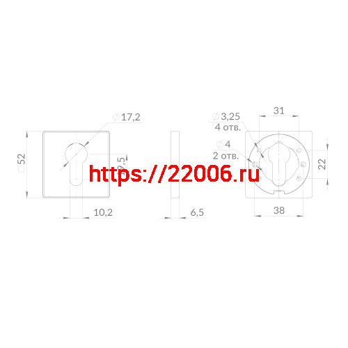 Накладка Punto (Пунто) под цилиндр ET.K.EST.Q52 BL-24 черный фото 3