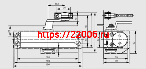 Доводчик Dorma (Дорма) дверной TS 77 EN 2, с рычажной тягой, коричневый фото 2