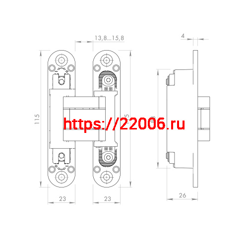 Петля Armadillo (Армадилло) скрытой установки U3D3000.VPG FSG флор. золото TECH фото 4