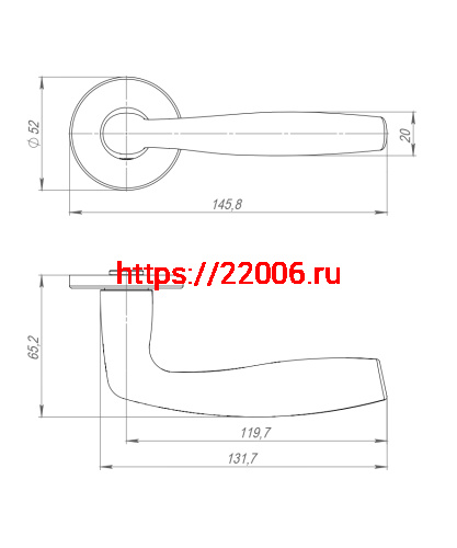 Ручка Punto (Пунто) раздельная R.ARC.R52.FORTUNA SSC-16 сатин.хром ТРОСИК фото 4