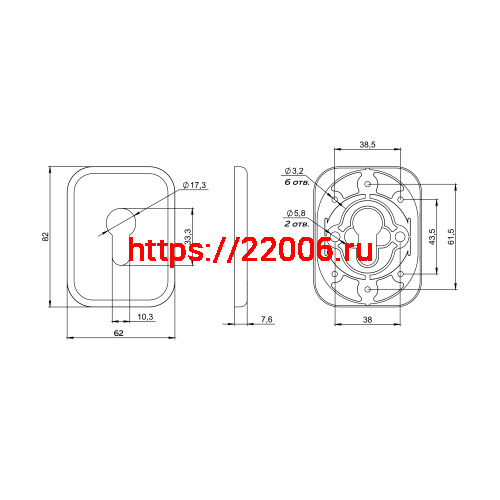 Накладка Fuaro (Фуаро) на цилиндр ESC.C.TRD/K.486 SSC-16 сатинированный хром (1 шт.) фото 2