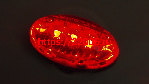 Фонарь Вело задний, 5 диода, красный овальный, (JY-006T) (VL605) фото 4