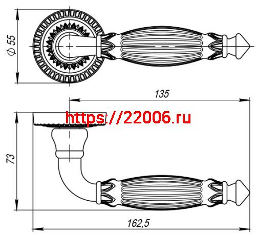 Ручка Armadillo (Армадилло) раздельная R.CL55.Bella (Bella CL2) OB-13 античная бронза фото 5