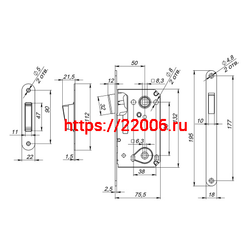 Защелка Fuaro (Фуаро) врезная MAGN5300-M-WС (5300-M-WC) BL черный фото 3