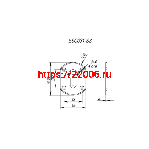 Декоративная Punto (Пунто) накладка ESC031-SS (нержавейка) на цилиндр (1 пара) фото 3