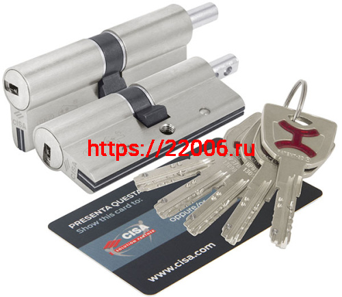 Цилиндровый механизм Cisa (Чиза) под вертушку AP4S 0P3S2-19.12 (80 мм/30+10+40), НИКЕЛЬ