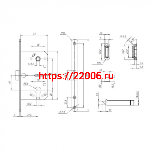 Корпус Punto (Пунто) замка ML85-50 SN (мат.никель) фото 3